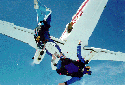 Kendra and Sarah exiting King Air